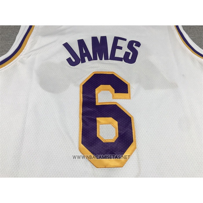 Camiseta Los Angeles Lakers LeBron James NO 6 Association 2022-23 Blanco